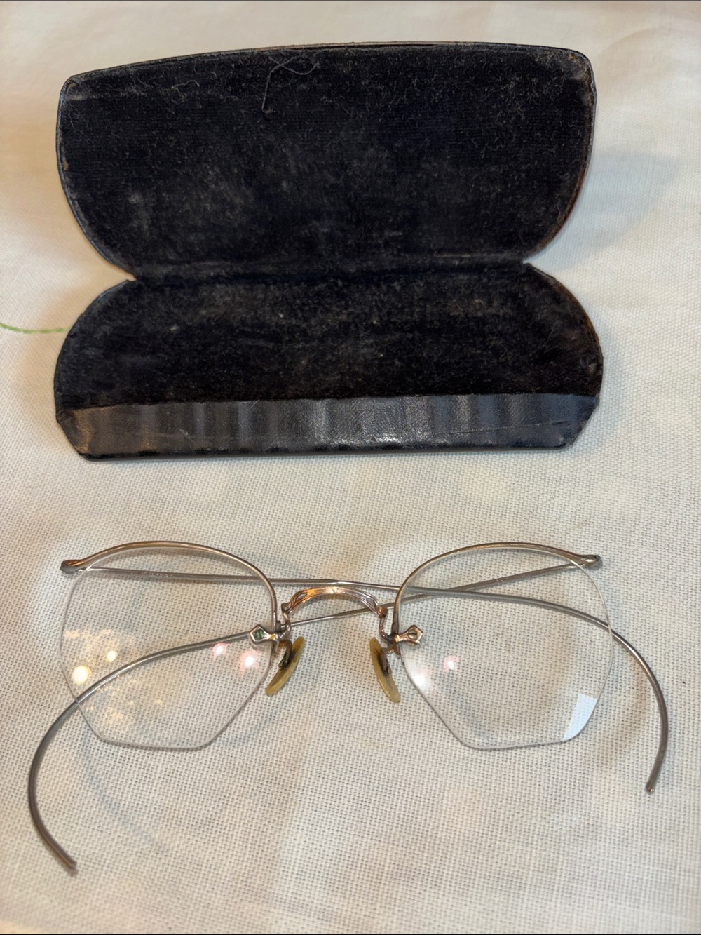 VINTAGE semi-rimless or wire-rim eyeglasses with cable temples,